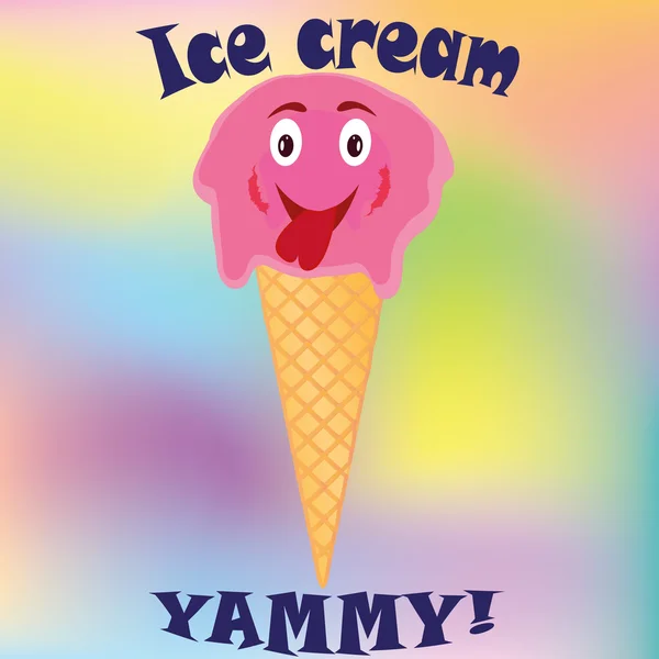 Zmrzlina vtipné ilustrace na barevné pozadí, design loga — Stockový vektor
