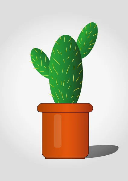 Cactus in vase on grey background — Stock Vector