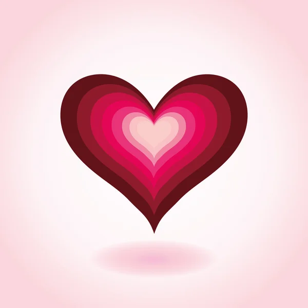 Kleurrijke hart rood roze pictogram geïsoleerd op een roze achtergrond — Stockvector
