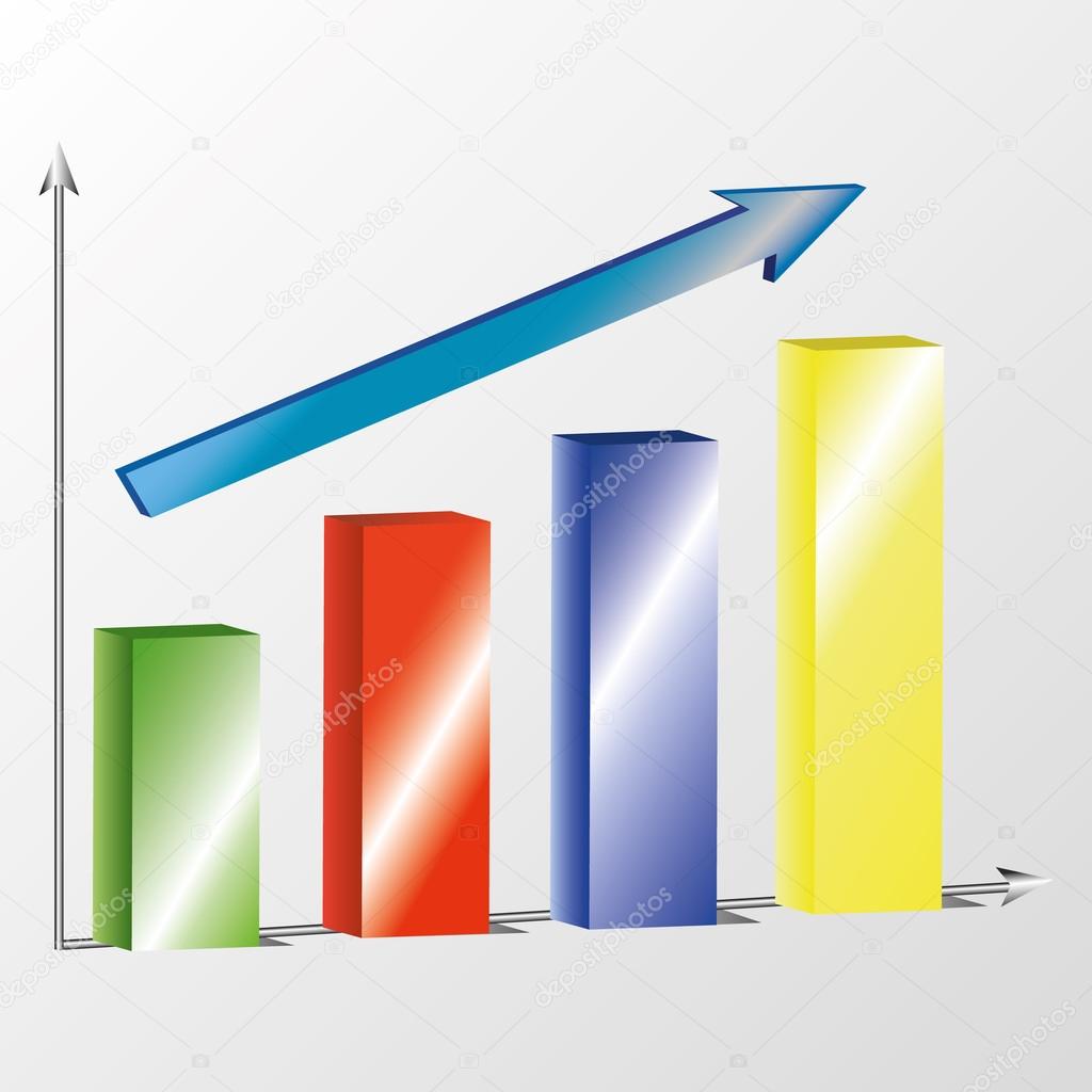 Business diagram 3d with arrow on light grey background
