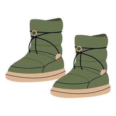 Düz çizmeli renkli kar botları. Sıcak su geçirmez kış ayakkabıları, karlı hava, kayak ya da sıcak soğuk mevsim temaları için.