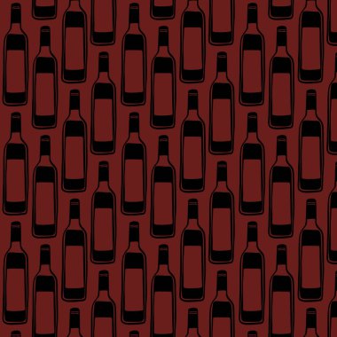 Pürüzsüz, koyu şarap şişesi desenli. Zarif alkol geçmişi bar menüleri, şaraphane markalaşması, ambalaj, restoran dekorasyonu ve modern içecek tasarımı için mükemmel..