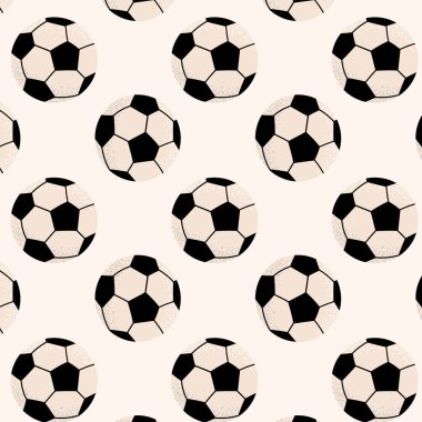 Klasik siyah beyaz futbol toplarıyla kusursuz düz desenli. Spor tasarımları, çocuk kıyafetleri, okul projeleri, ambalaj kağıtları ve eğlenceli geçmişler için ideal..