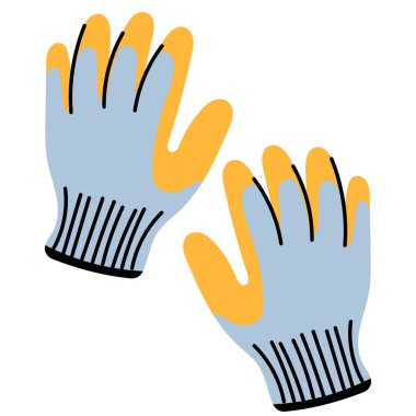 İş eldiveni çizimi. Koruma eldivenleri bahçe, inşaat, onarım, ev işi, temizlik, işçilik, bakım ve endüstriyel tasarım projeleri için mükemmeldir..