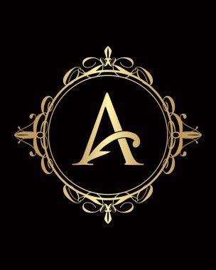 Altın amblem logosu, monogram logosu