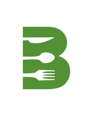 Kaşık çatalı logosu, restoran logosu, soyut restoran logosu.