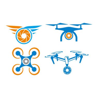 Bir drone logosu seti, bir fotoğraf seti logosu.