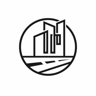 Şehir yolu logosu, şehir yolu logosu, logo vektörü oluşturma.