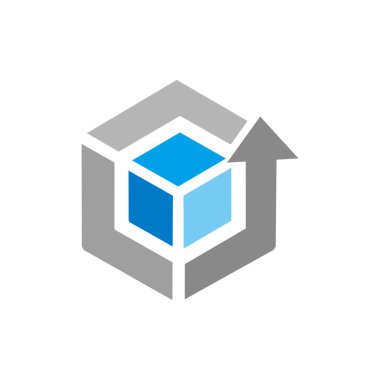 küp logosu, geometrik logo vektörü, kare logo vektörü