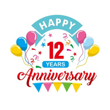 10. yıl dönümü logosu, davetiye logosu vektörü, doğum günü logosu vektörü