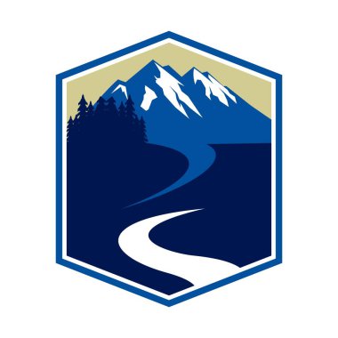 Dağ logosu, doğa logosu vektörü