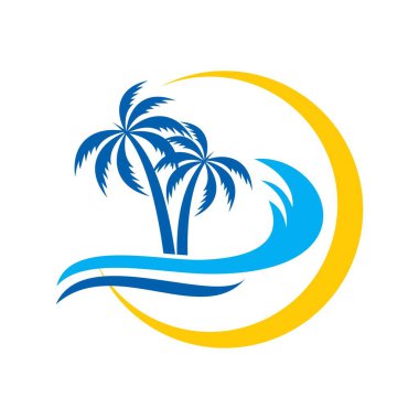 Plaj logosu, deniz logosu vektörü