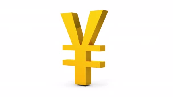 回転する黄金の日本円の通貨記号 それは利益と経済の象徴です 3Dレンダリング アルファチャンネルで — ストック動画