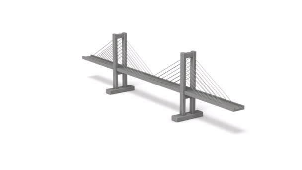 回転するミニチュアケーブルは橋のままだった 3Dレンダリング ループビデオ — ストック動画