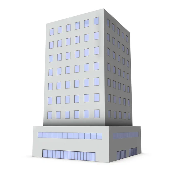 Een Miniatuur Model Van Een Kantoorgebouw Witte Achtergrond Weergave — Stockfoto