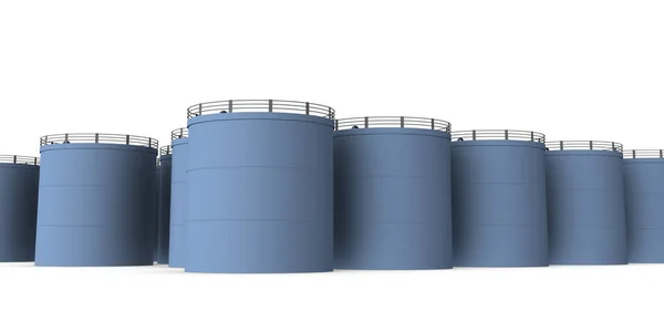 Behandelde Watertanks Grote Aantallen Witte Achtergrond Weergave — Stockfoto