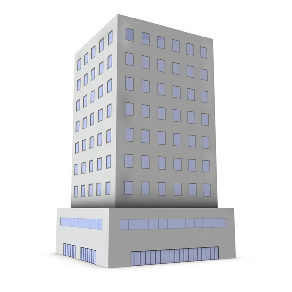 Мініатюрна Модель Офісної Будівлі Білий Фон Візуалізація — стокове фото
