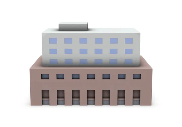 Hotel Miniatűr Modellje Fehér Háttér Renderelés — Stock Fotó