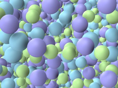 Bir sürü yoğun soluk mavi kabarcıklar. 3B görüntüleme. 