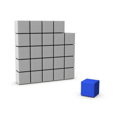 Çoğunluktan bağımsız bir bireyi temsil eden bir soyut. 3B görüntüleme. 