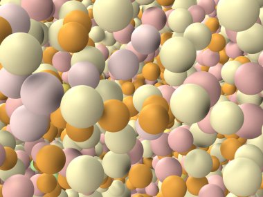 Bir sürü yoğun soluk mavi kabarcıklar. 3 boyutlu görüntüleme. Sıcak ve mutlu bir görüntü.. 