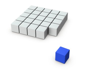 Çoğunluktan bağımsız bir bireyi temsil eden bir soyut. 3B görüntüleme. 