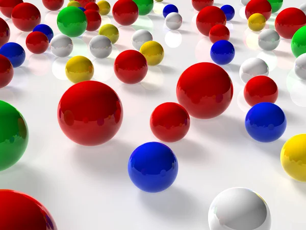 Color Balls Various Sizes Represents Diversity Rendering — Stock Photo, Image