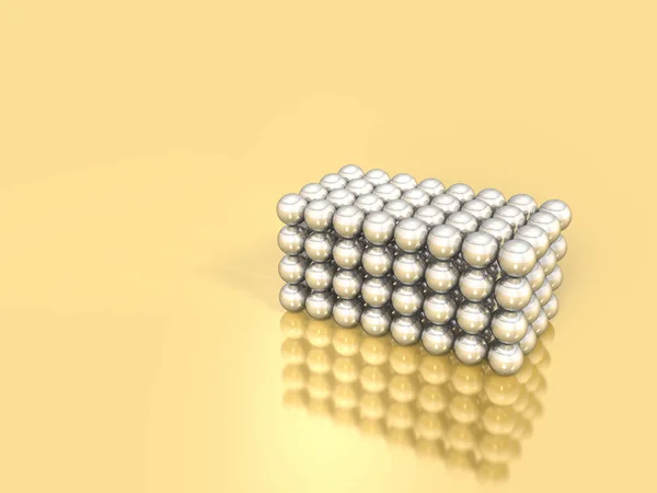 Cubo Feito Bolas Metálicas Representa Uma Forte Ligação Renderização — Fotografia de Stock