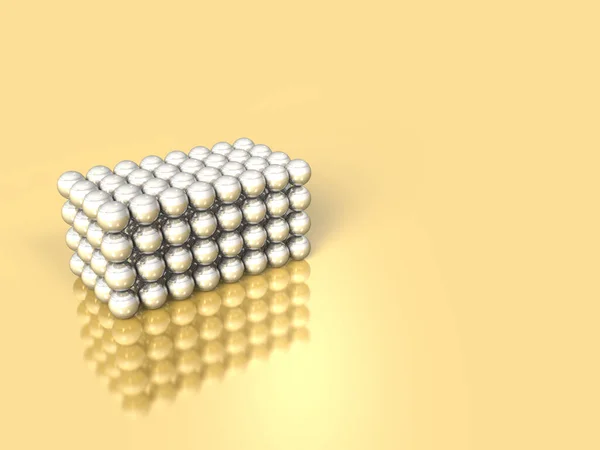 Cubo Feito Bolas Metálicas Representa Uma Forte Ligação Renderização — Fotografia de Stock