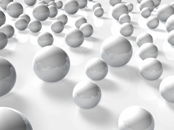 各种尺寸的白色球 它代表多样性 3D渲染 — 图库照片