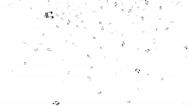 Muitas Notas Musicais Entrar Espaço Branco Representa Música Transbordante — Vídeo de Stock