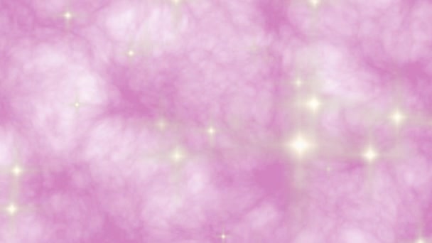 Sok Csillag Alakú Fényforrás Amely Véletlenszerűen Terjed Egy Rózsaszín Térben — Stock videók