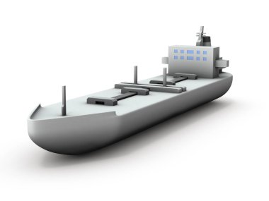 Tanker miniature. A symbol of the energy industry. White background. 3D rendering. 