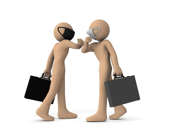 Two Businessmen Touching Elbows White Background 3Dcg — Fotografia de Stock