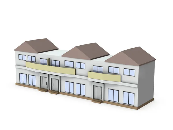 Architectural Model Terraced House White Background Rendering — Stock Photo, Image