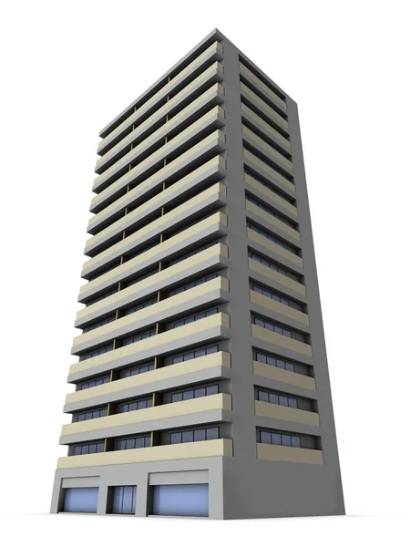 Piccolo Condominio Grattacielo Edifici Immobili Sfondo Bianco Rendering — Foto Stock