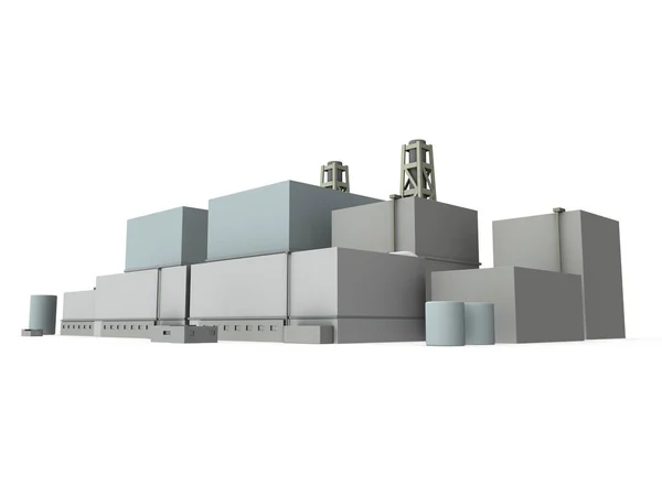 Modello Miniatura Una Centrale Nucleare Sfondo Bianco Rendering — Foto Stock