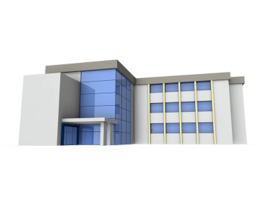 Hastanenin minyatür bir modeli. Beyaz arka plan. 3B görüntüleme. 