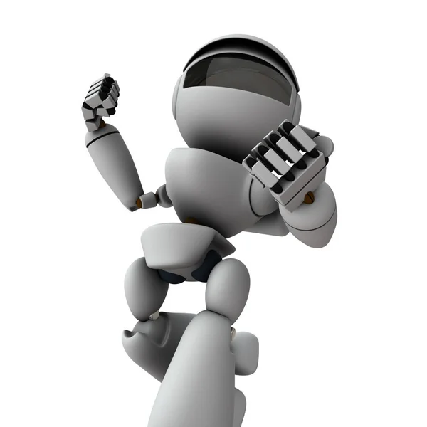 Een Kunstmatige Intelligentie Robot Die Een Ijzeren Vuist Hanteert Witte — Stockfoto