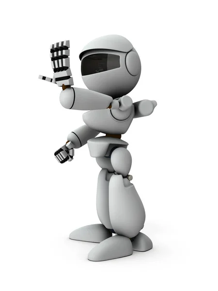 Een Kunstmatige Intelligentie Robot Die Beperkt Bestuurt Witte Achtergrond Weergave — Stockfoto