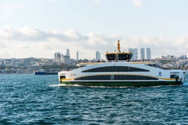 Avrupa ile Asya arasındaki kıta sınırının bir parçası olan İstanbul Boğazı 'nı geçen bir yolcu gemisi, 