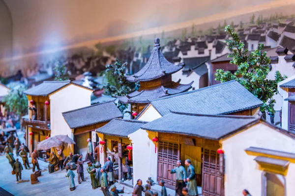 中国南京市の機織り局の博物館で明の中国の歴史の生活の像 — ストック写真