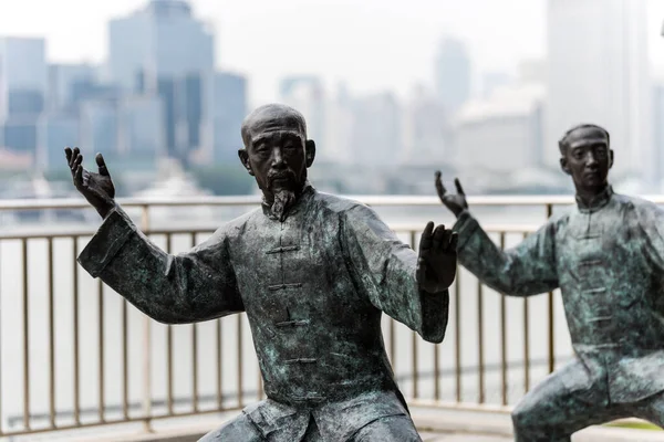 Statue Kung Tai Chi Bord Rivière Huangpu Bund Shanghai Chine — Photo
