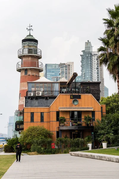 Light House Bank Huangpu River Bund Shanghai China — Stock Fotó