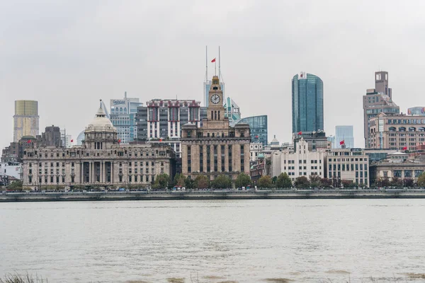 Skylines Modernes Bord Rivière Huangpu Bund Shanghai Vue Pudong — Photo