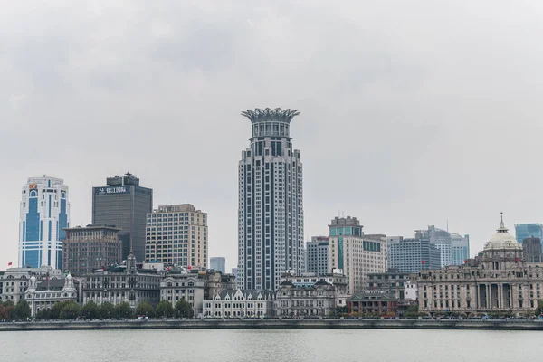 Skylines Modernes Bord Rivière Huangpu Bund Shanghai Vue Pudong — Photo