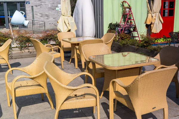 Chaises Tables Dans Restaurant Dans Vieux Bund Ningbo Site Port — Photo