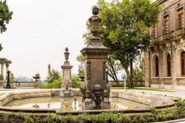 Fountain in the Chapultepec Castle.  located on top of Chapultepec Hill in the Chapultepec park in downtown of Mexico city. clipart