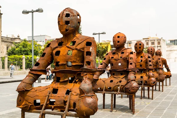 Escultura Hierro Oxidado Plaza Principal Ciudad México Plaza Constitución También — Foto de Stock