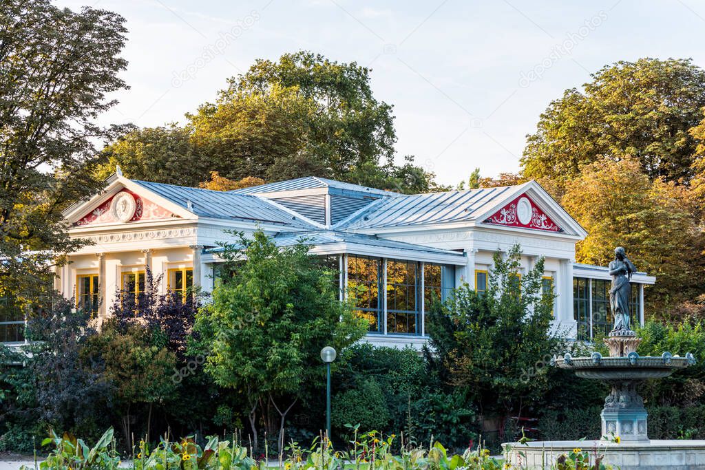 Pavillon gabriel at the  the green spaces of the Champs Elyses gardens, historical heritage elements enhanced.